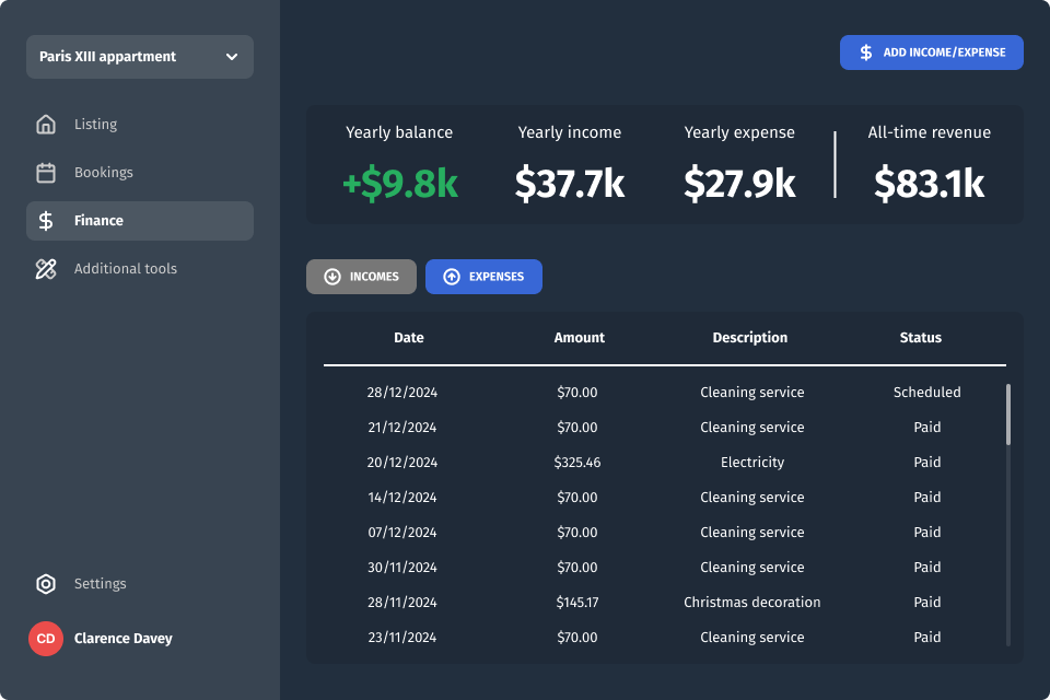 Finance page